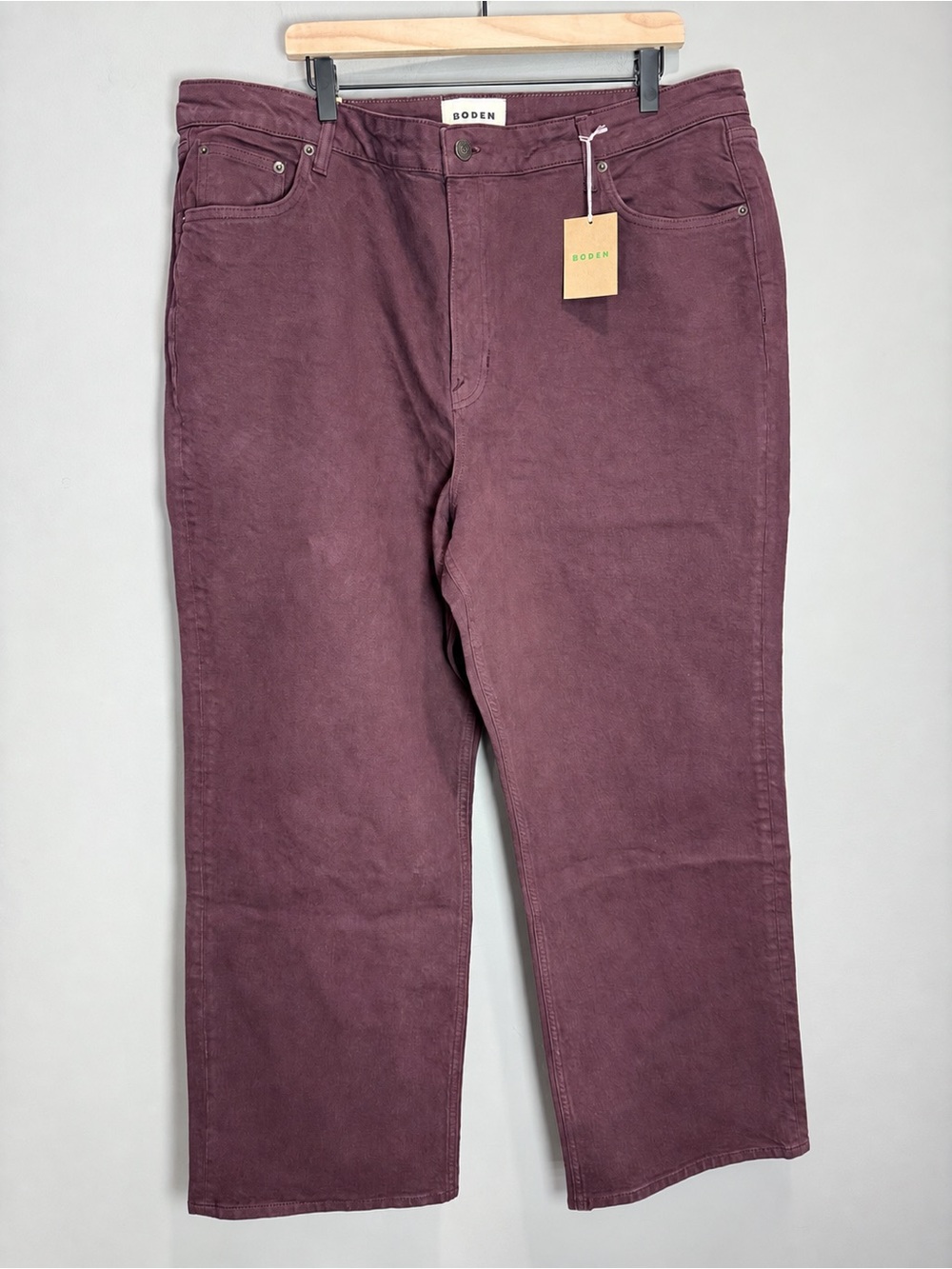 NWT Boden High Rise Column Leg Jeans Wine Tasting W34R Burgundy